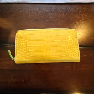NWOT Anne Taylor Loft Leather Yellow/Green wallet